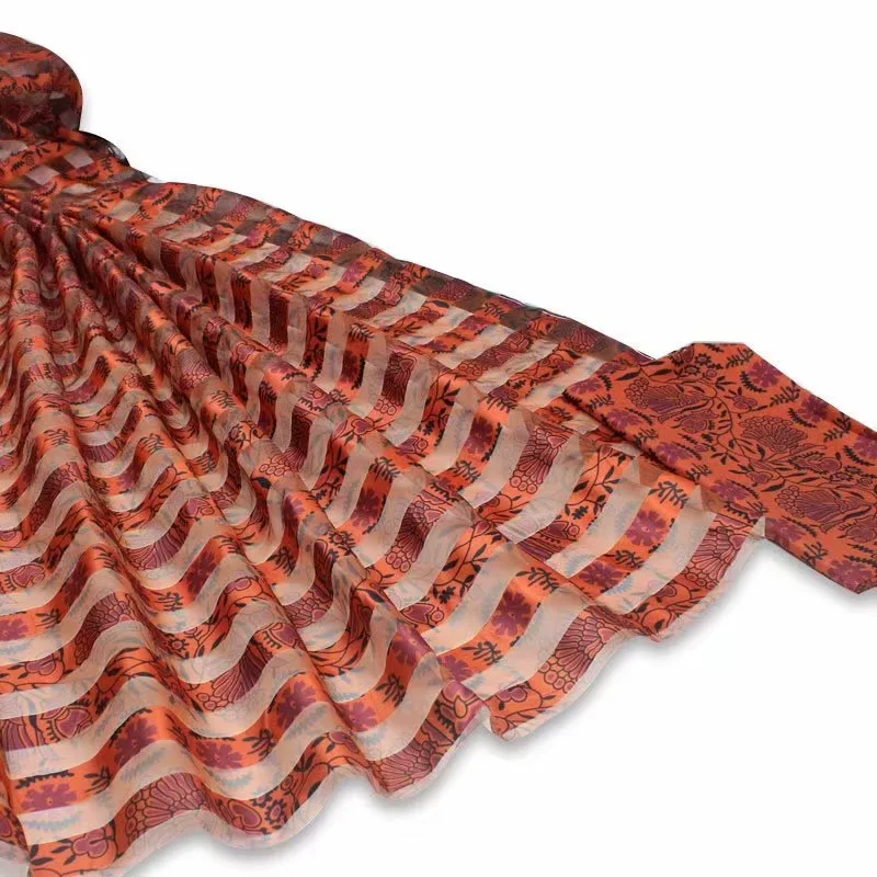 Чистая шелковая ткань, органза африканская ткань абкара африканская вощеная ткань принтом 2+ 4 ярдов органза лента шелк для платья B2-D7 - Цвет: 4