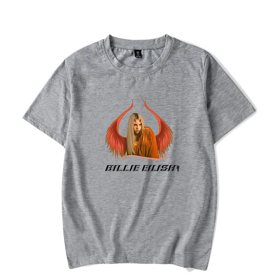 gray - style 3 Billie Eilish, футболки, поп-певец, масляное искусство, краска для женщин, модный топ, 90 s, графическая футболка, Забавные футболки, Harajuku, женские, мужские футболки - Цвет: gray - style 3