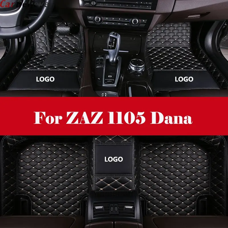 

Leather Floor Mat All Weather Full Set Trimmable Heavy Duty Interior Car Carpet Floor Mat For ZAZ 1105 Dana