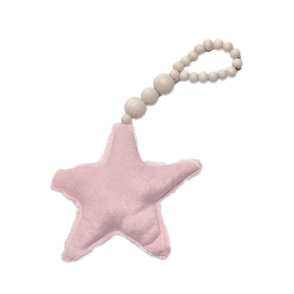 star-pink Детская кровать, деревянные бусины, игрушки, подарки, Скандинавский дизайн, Декор, детская палатка, кроватка, звезда, сердце, подвесные струны, детская люлька, украшение - Цвет: star-pink