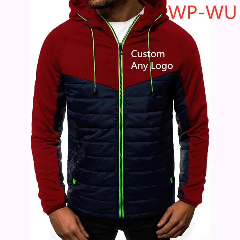 WP-WU, Harajuku, мужская куртка, повседневный пуховик, на молнии, теплый, зимний, толстый, панк, пальто, куртка, высокое качество, осень, на заказ, любой логотип - Color: Red