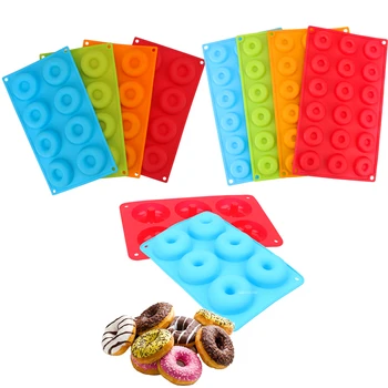 

6/8/18-Cavity 7.5/6/4cm Diameter Donut Mold DIY Mould Chocolate Silicone Mold Non-Stick 3D Mold Silicone Donut Baking Pan
