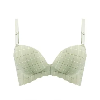 

Seamless Plaid Wirefree Bra Comfortable Breathable Push Up Adjustable Women Bra Underwear -MX8