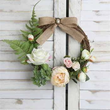 

Home Decoration Simulated Artificial Garland Handmade Simulation Rose Wreath Door Wreath Garland Door Wedding Farmhouse Decor