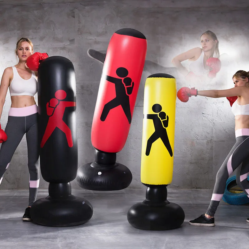 Inflatable Boxing Punch Bag Adult Kids Kick Training Floor Standing With Pump UK 