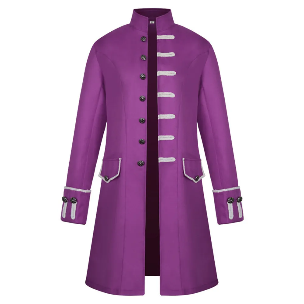 Косплей Хэллоуин принц вампир средневековый костюм панк мужское платье благородный рыцарь ретро униформа длинный принт стоячий воротник пальто