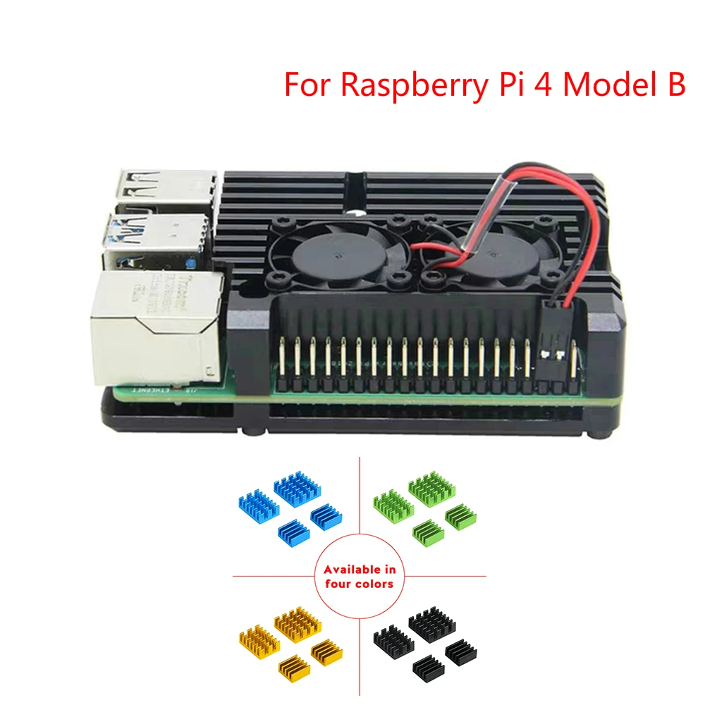 Корпус из алюминиевого сплава для Raspberry Pi 4B 2 вентилятора охлаждения радиатор 4 Model