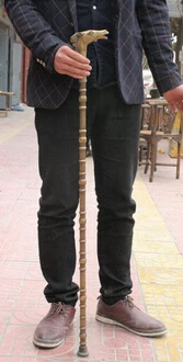 

Folk Chinese Dynasty BRASS Horse Head auspicious Statue Walking Stick Crosier Sculpture statues unicornio garden decoration