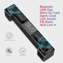 LED Display Soundbar Wired Wireless Bluetooth Speaker for PC Home Theater AUX TF USB Alarm Clock Bass Subwoofer TV Sound Bar bluetooth speaker tv soundbar 4 driver home theater stereo heavy bass tf card n s09 wall mounted speaker smart home soundbar new