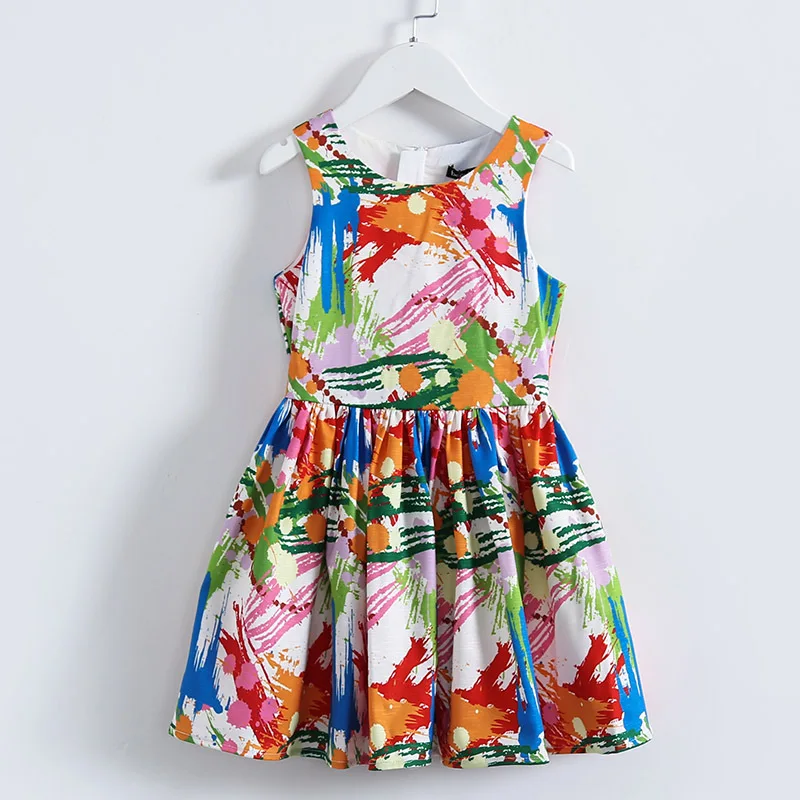 

A Generation of Fat 2018 Autumn New Style Dress Europe And America Graffiti Pleated Skirt Sleeveless Fashion Children Shirt Whol