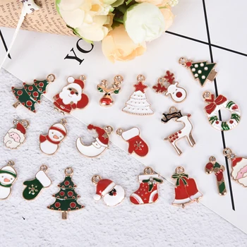 

20 Pcs/Set New Cute Enamel Alloy Mixed Christmas Charms Pendant Jewelry DIY Craft Making