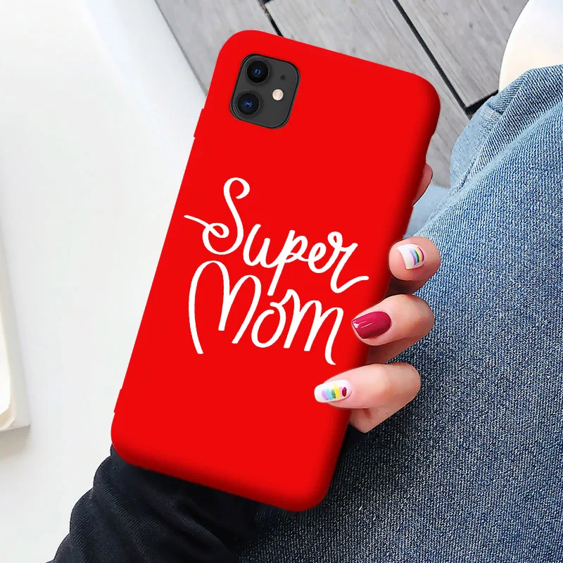 Детская мышь мама мышь супер мама девочка чехол для телефона для iphone 11 Pro Max X XS Max XR красный супер мама семья для iphone 7 6s 8 Plus