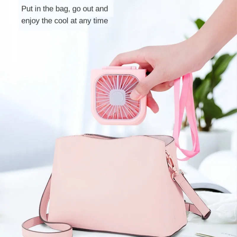 Hanging Neck Fans Mini Portable Folding USB Small Fan Mute Power Bank Portable Handheld Desktop Multi Function Charge Fan_voghion.com