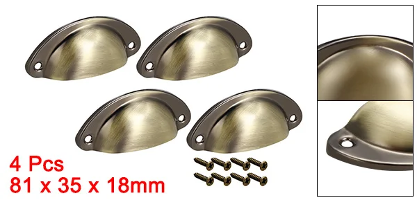 uxcell 2/4/8/20pcs Cup Drawer Pull Kitchen Cabinet Handle Antique Copper 66mm Hole Centers 81x35x18mm Cup Shell Shaped - Цвет: Bronze Tone 4pcs
