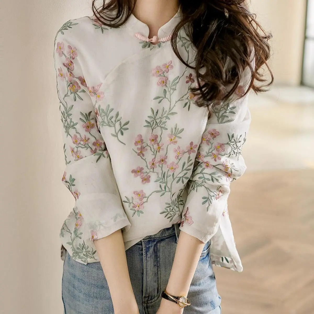 Shirts Women Printing Design Chinese Style Floral Elegant Ladies Dating  Tender Vintage Spring Autumn Young Stand Collar Feminine - Women Shirt -  AliExpress