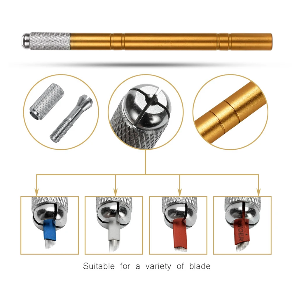 Newly Manual Tattoo Roller Pen with 6.5mm Rollers Pins Kit for Eyebrows Microblading Makeup Tools CLA88