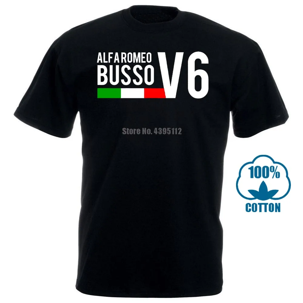 Для мужчин футболка Alfa Romeo Busso V6 156 Gtv 164 155 Gta автомобиля автомобильного Racer Вдохновленный папа футболка Для женщин