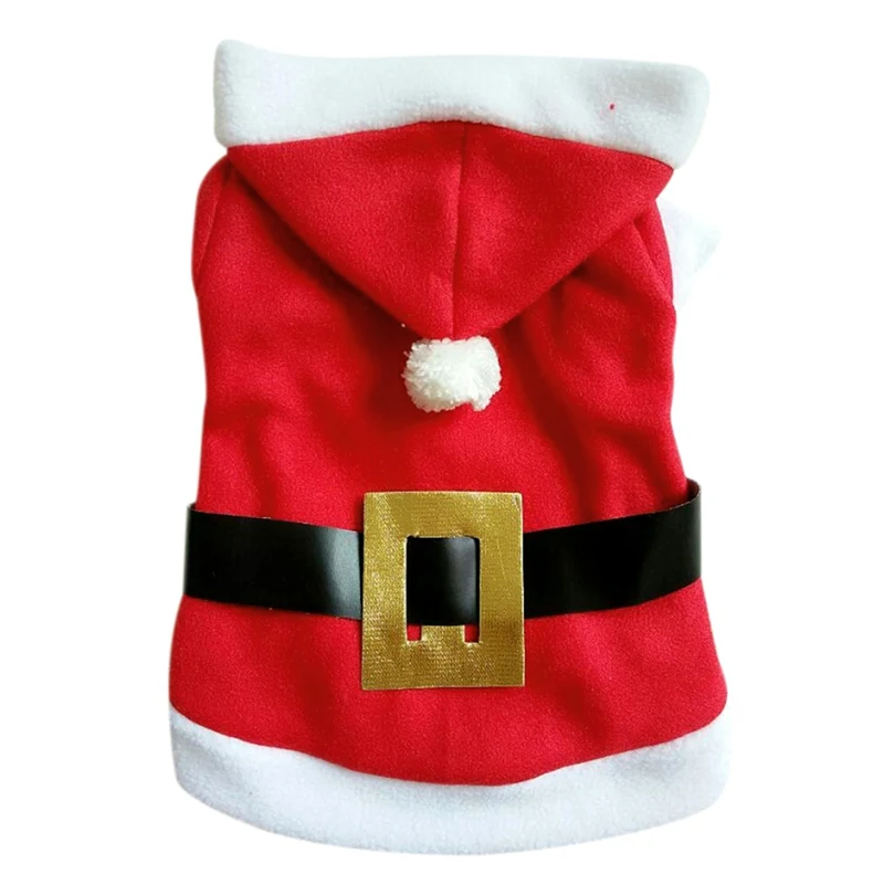 Рождественская Одежда для собак красный чехол «Санта» узор собака с капюшоном зимняя Рождественская Одежда Платье милое пальто куртки костюм - Цвет: coat