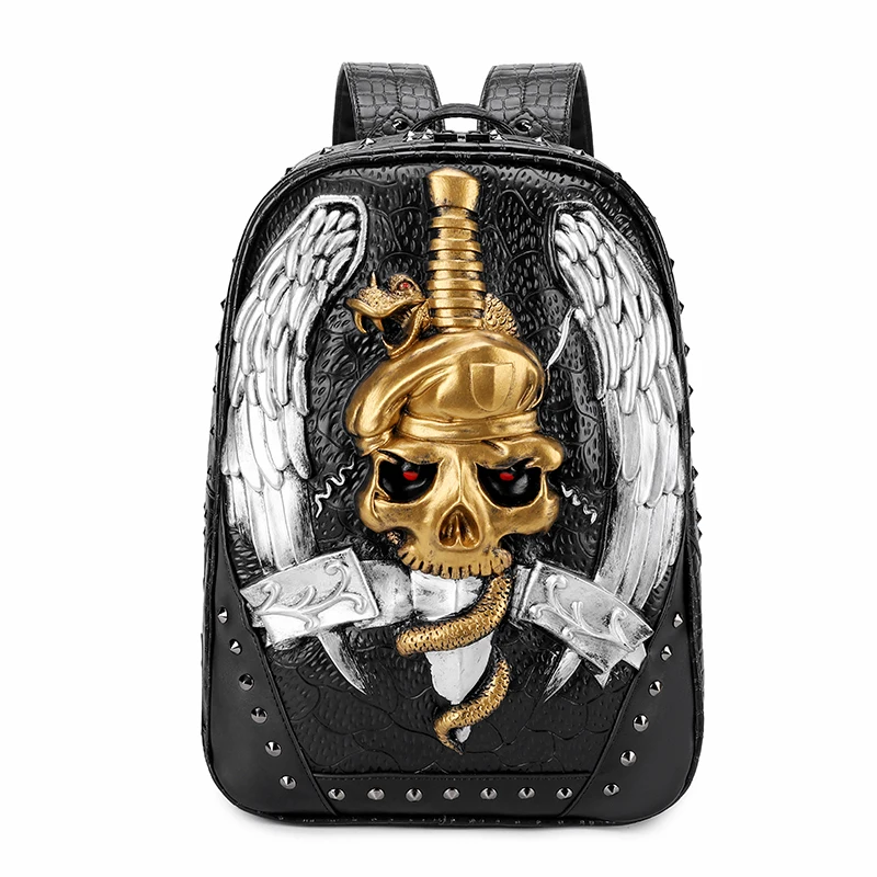 

Fashion 3D Embossed Skull Backpack bags for Women unique Girls Cool Schoolbag Rivet Personality Laptop bag for Teenagers mochila