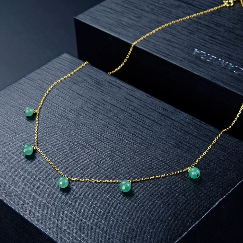 Effie Queen Real 925 Sterling Silver Necklaces Natural Red Garnet Stone Beads Chain Necklace For Women Gold-color Jewelry BN149