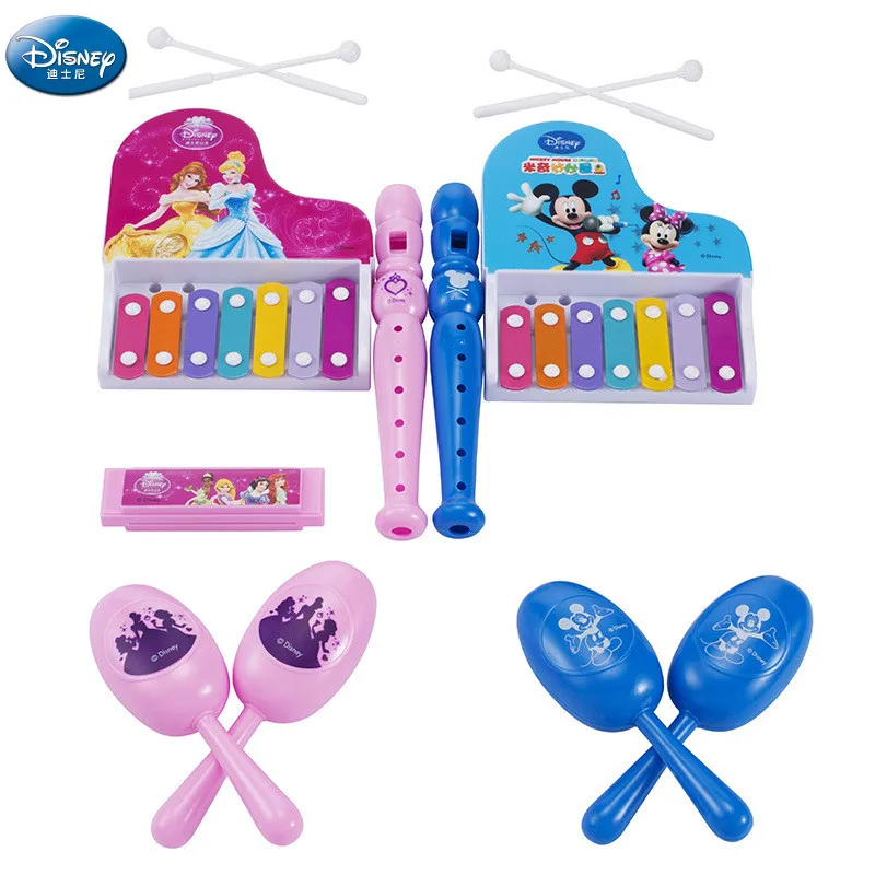 

Original Disney Princess Mickey Child Hand Knocking Harmonica Clarinet Clarinet Sand Hammer Five-in-One Set Toys for Children