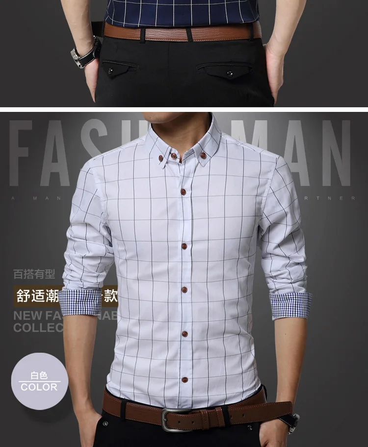 FFXZSJ брендовая Новая Осенняя мужская одежда Slim Fit Мужская рубашка с длинными рукавами мужская клетчатая хлопчатобумажная повседневная мужская рубашка Social Плюс Размер M-5XL