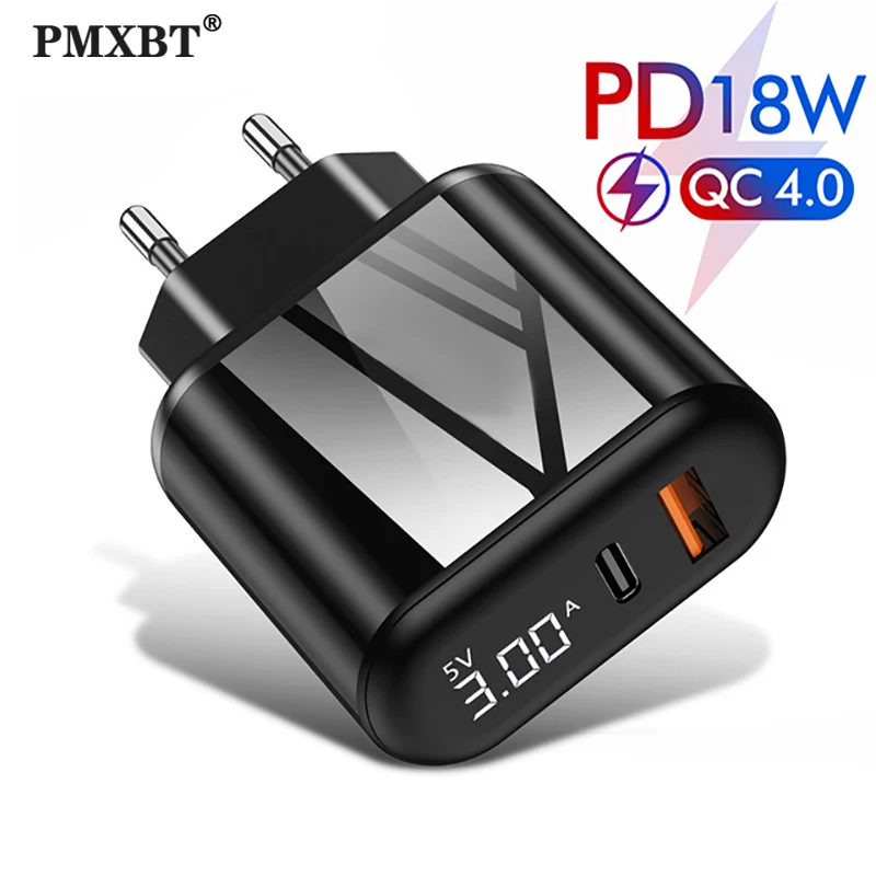 Зарядное устройство QC 4 0 PD с USB-кабелем 18 Вт быстрое зарядное европейской вилкой