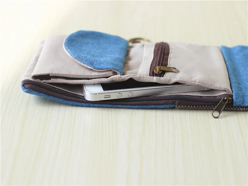 Handmade Three-Fold Fabric Wallet - Multi-Function Zipper Purse for Teens and Adults