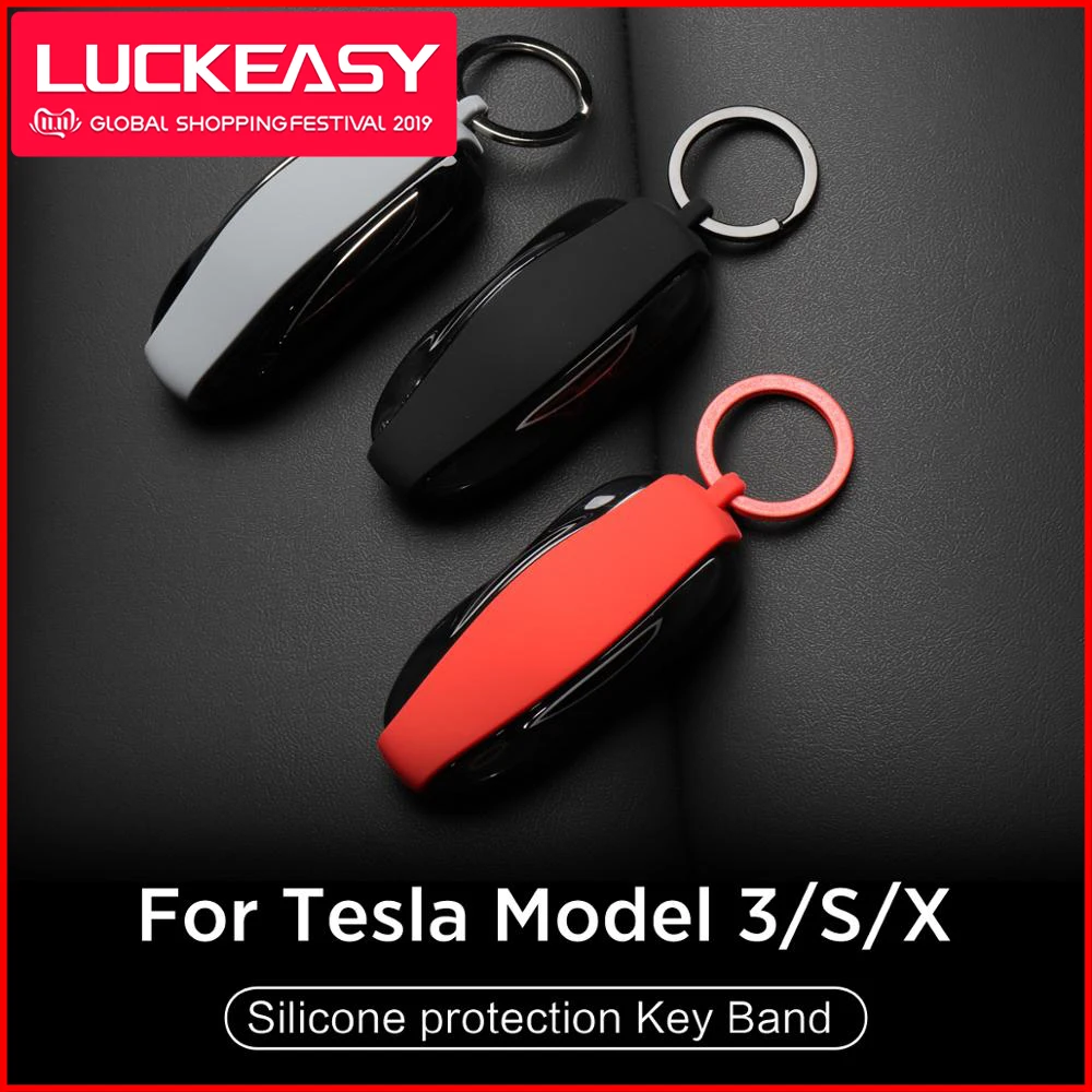 LUCKEASY защита для ключей для Tesla модель X/S/3- бикини кольцо для ключей красный/серый/черный