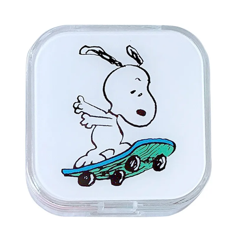 Skateboard Милый белый чехол для контактных линз с изображением щенка и зеркалом, красивый чехол для объектива, Подарочная коробка для хранения контактных линз - Цвет: Skateboard