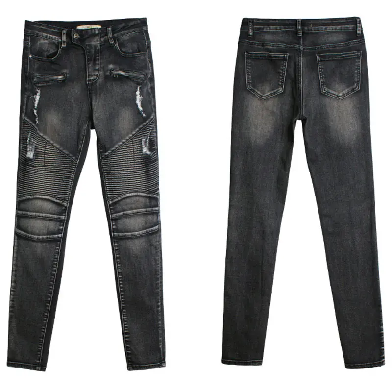 Модные Стрейчевые черные обтягивающие джинсы женские колготки эластичные