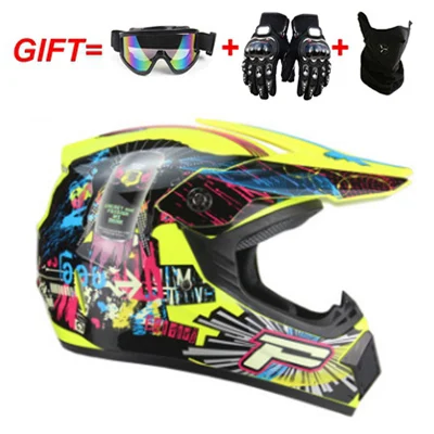 Professional Racing Motocross Casque hors route Casque Moto Capacete Moto Casco Off-road Cartoon Children Motorcycle Helmet - Цвет: 15
