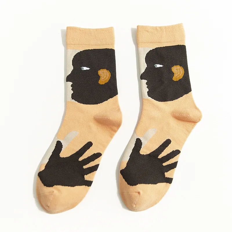 Женские носки из чесаного хлопка в Корейском стиле, дизайн, художественный элемент, забавные носки Ins,, уличная одежда, Meias - Цвет: Хаки