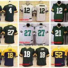 Stitiched, Green Bay, Aaron Rodgers, eddie lacy, Randall Cobb, Ha Clinton-Dix, Clay Matthews, Brett Favre для молодежи, детский трикотаж