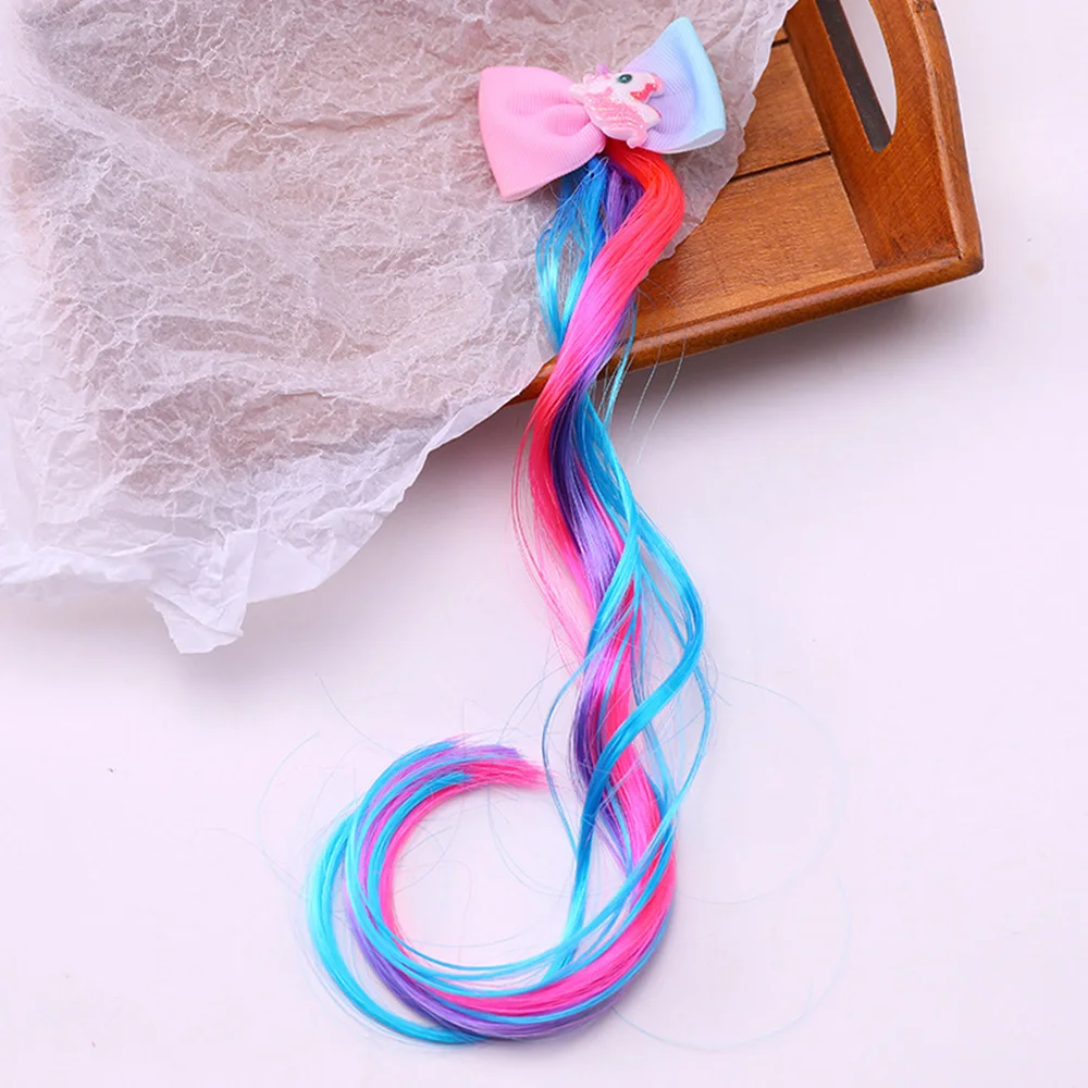 Девушки милые красочные парик конский хвост Мультфильм Единорог заколки для волос Милая принцесса украшение ободок шпильки для детских волос аксессуары - Цвет: 7