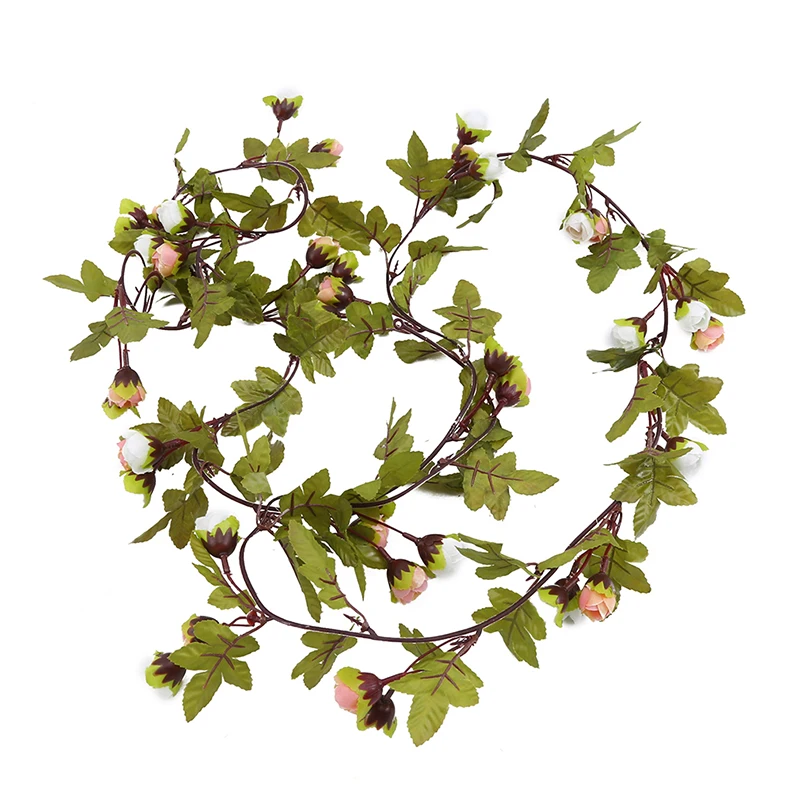European style 2.2m/42 flower buds Artificial Silk Rose string Hanging Flower rattan for Wedding Party Home Garden Decoration