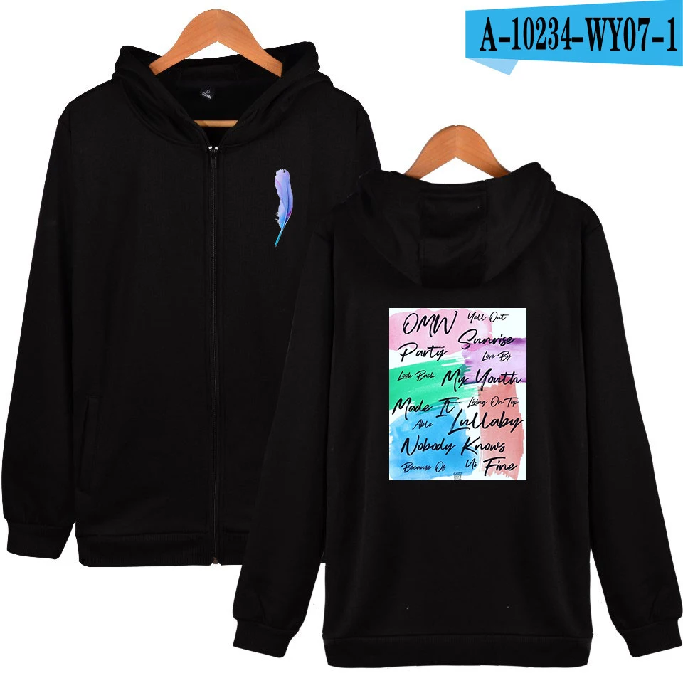 GOT7 Present You Kpop идолы Женская толстовка на молнии женские Большие размеры женские толстовки Толстовка Осенняя модная одежда на молнии пальто - Цвет: black