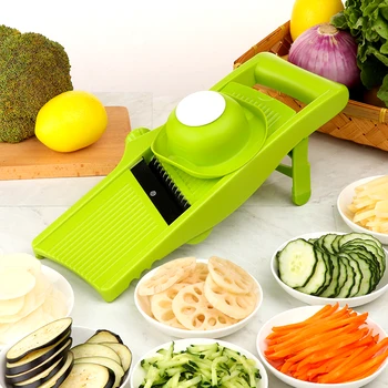 

Multi-functional Shredder Manual Vegetable Fruit Slicer Peeler Carrot Grater Stainless Steel Blades Knob Adjustment Kitchen Tool