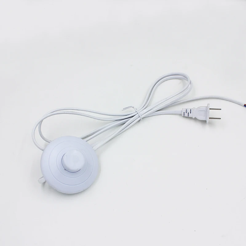 Off EU/US Plug Button Wire Power For White LED Cable Black Extension with Switching Cord Lamp or Light switch 1.8m 317 On line