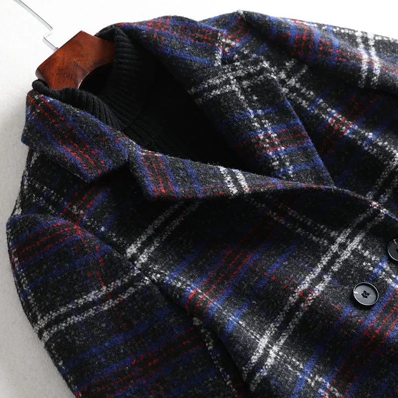 5XL размера плюс женское пальто s зимнее популярное шерстяное женское кашемировое длинное клетчатое пальто большого размера 8507
