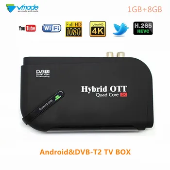 

Vmade Newest Andriod & DVB T2 TV Receiver Amlogic S905D Quad Core 1GB 8GB Support Netflix YouTube H.265 MPEG-1/2/4 Set Top Box