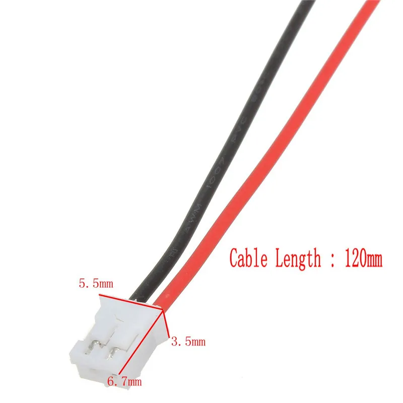 50 шт. 26AWG 2,0 PH 2-Pins 120 мм мини провода коннектора с вилкой электрического кабеля высокого качества