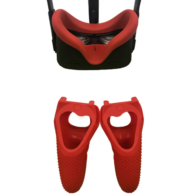 3-piece set Силиконовый чехол-ручка для контроллера, защитный чехол, противоскользящая Противоударная оболочка, игровые аксессуары для Oculus Quest, гарнитура VR - Цвет: 3-piece set