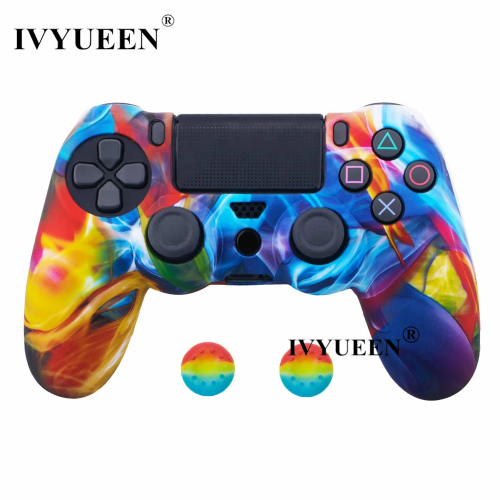 Силиконовый Камуфляжный защитный чехол IVYUEEN для sony Dualshock 4 PS4 DS4 Pro, тонкий контроллер, палочки для большого пальца, ручки, колпачки