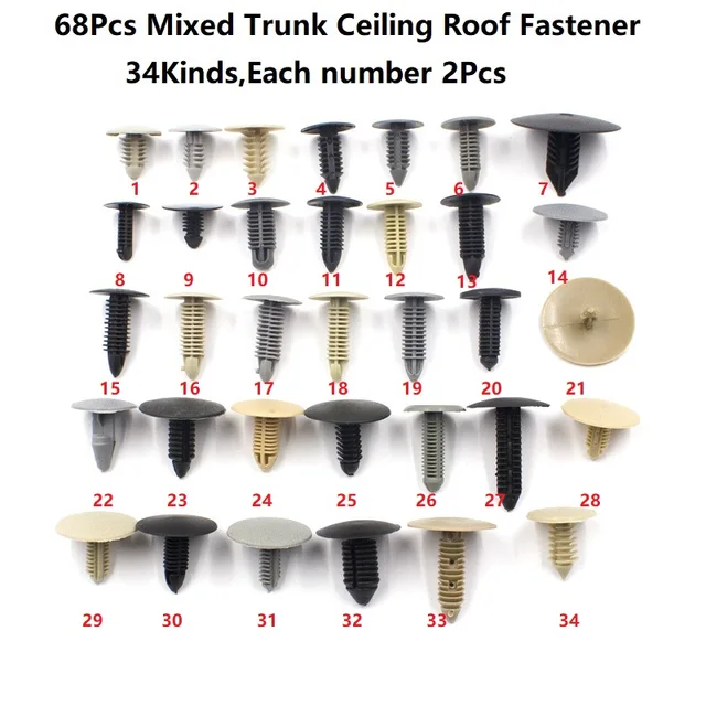 Universal Mixed Auto Car Self-tapping Screw Metal U-Type Base Iron Fender Bumper Leaf board Fastener Grommet Clip A10-68PCS