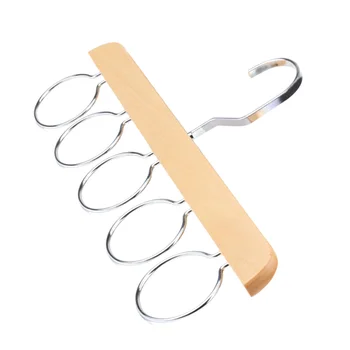 

Multifunctional Wooden Scarf Closet Organizer Hanger Ties Belts Shawls Holder Rack with 5 Loops