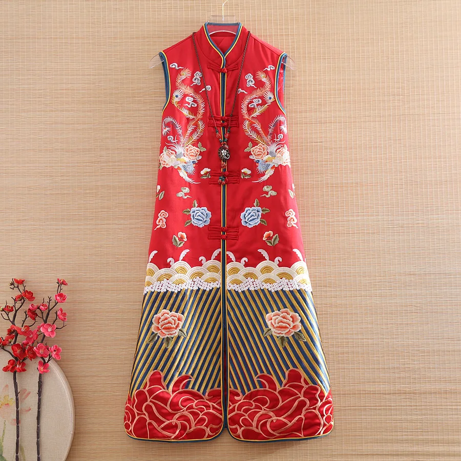 Высококачественный осенне-зимний женский жилет топ в китайском ретро-стиле с