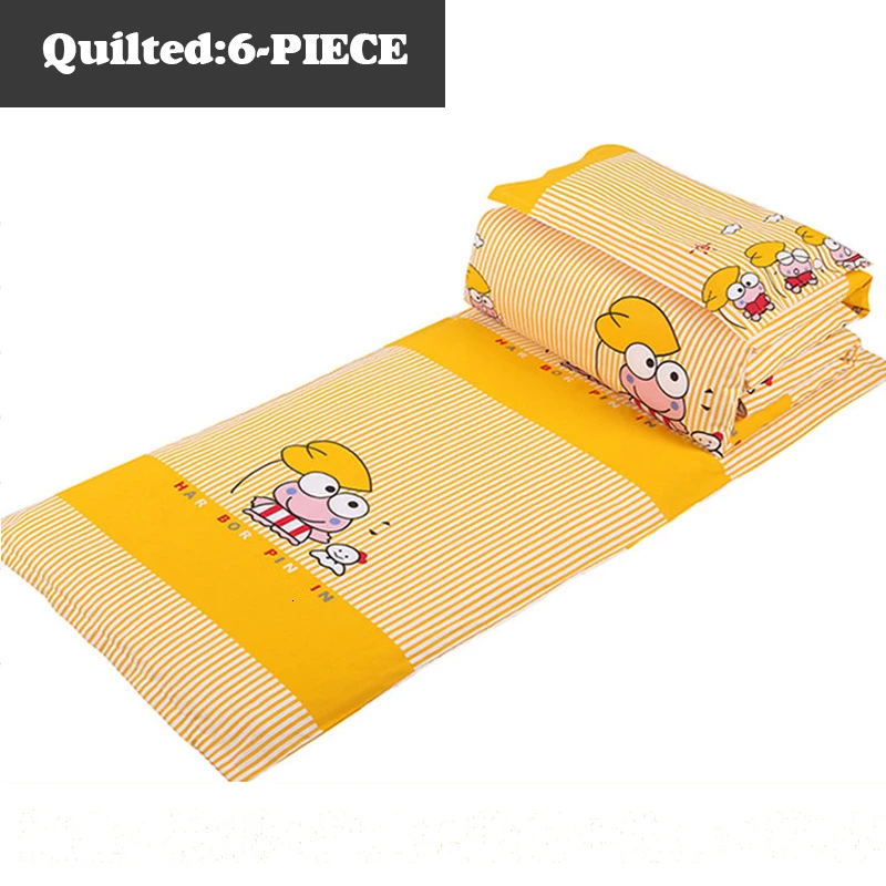 Quilted-6piece 130*60 Kindergarden Детский Комплект постельного белья 3 6 шт. для новорожденных хлопок удобный простынь пододеяльник подушка матрас для детской кроватки - Цвет: Quilted-6piece