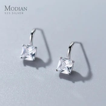 

Modian Square Cubic Zirconia Stud Earrings Elegant Ear Studs 925 Sterling Silver Wedding Engagement Jewelry For Women Best Gift