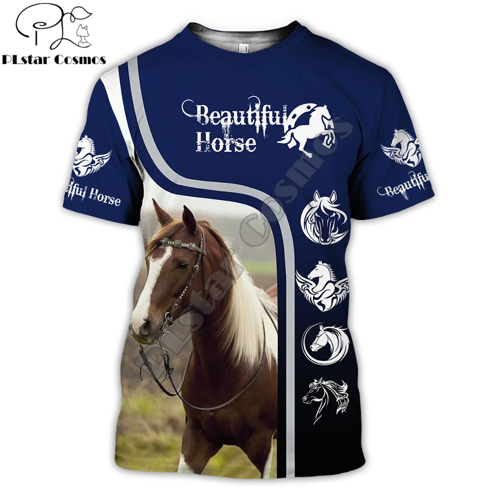 

2022 Summer new Cool Hipster Men t-shirt Beautiful horse and rabbit 3D Printing Short sleeve T shirt Unisex Casual tops TX224